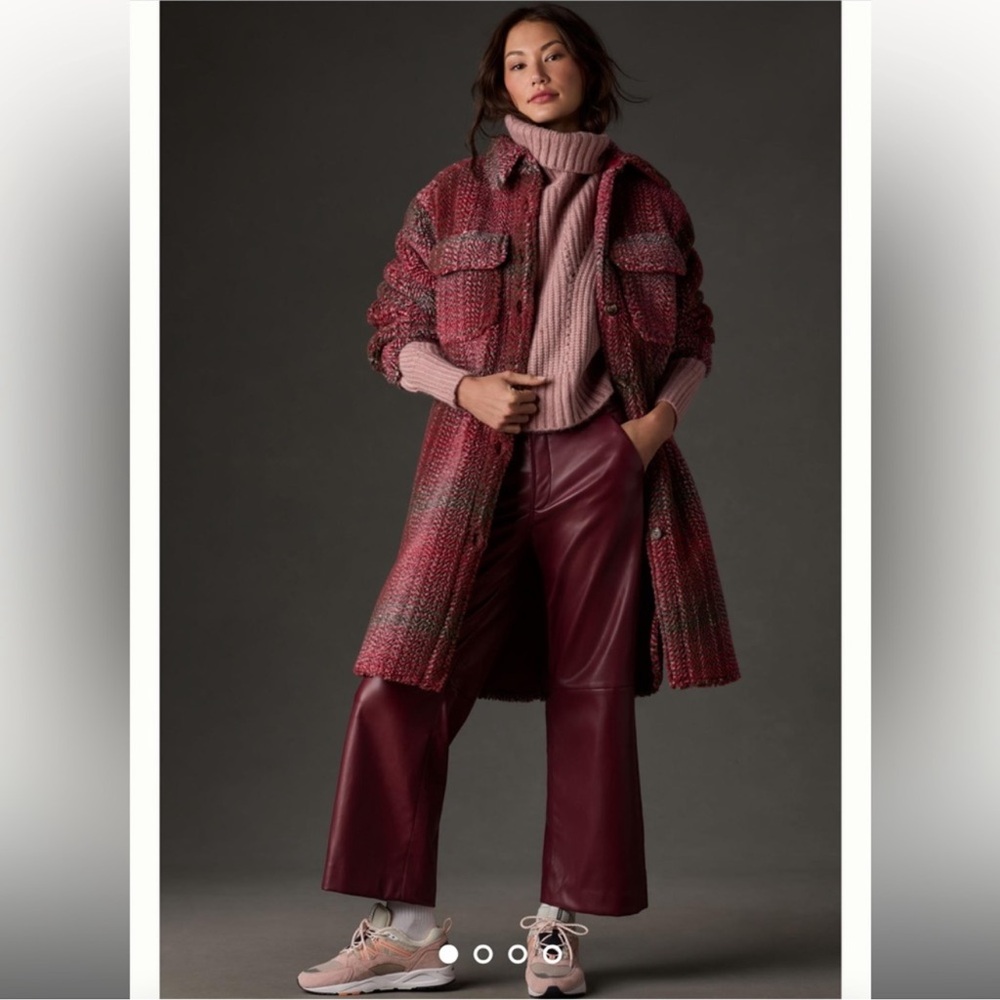 NWT Anthropologie If By Sea $168 Boucle Plaid Long Shacket coat Sz XL